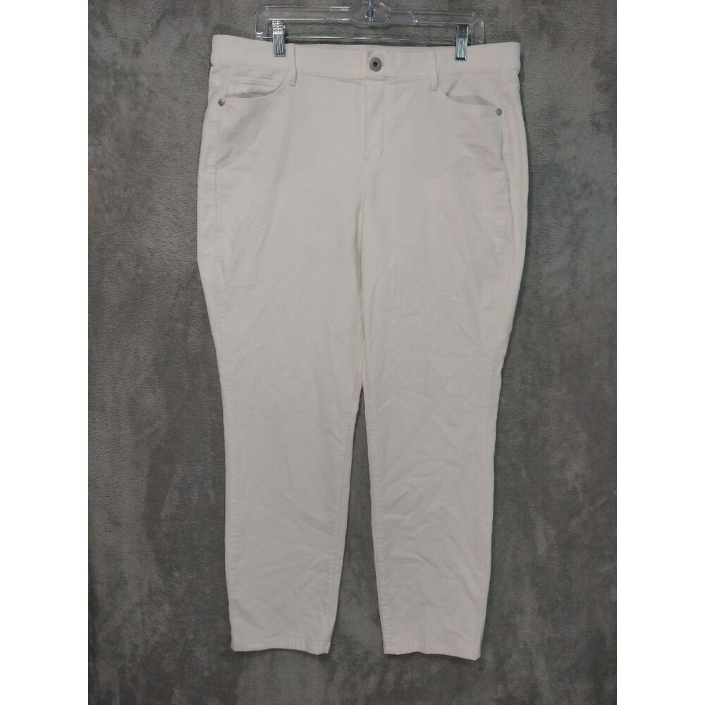 J Jill Pants Womens Large White Corduroy Skinny High Rise Stretch Ankle